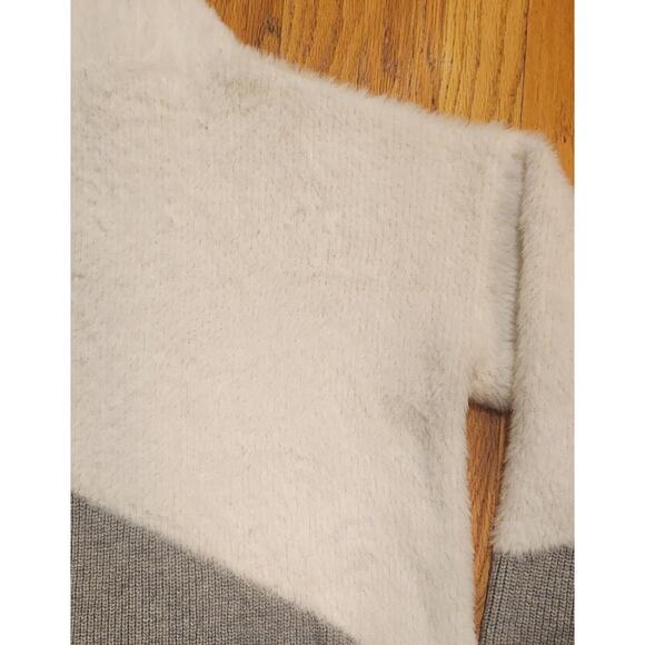 Vince Camuto Womens White Gray Asymmetric Sweater Blouse Long Sleeve size Large - Picture 5 of 10